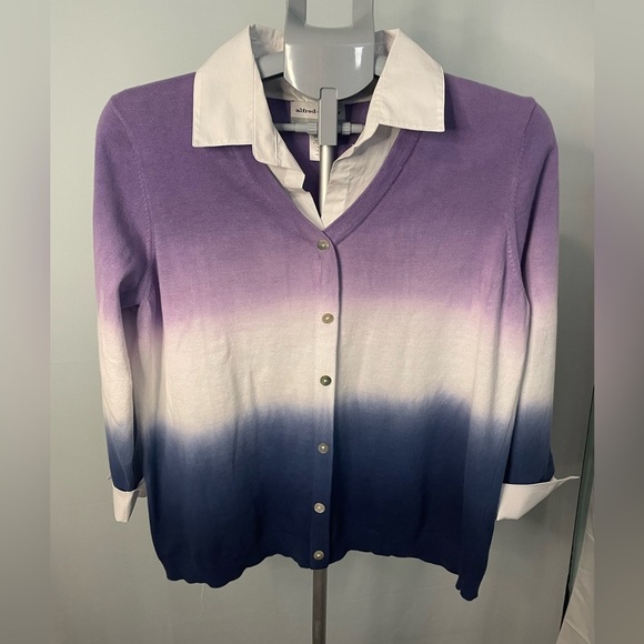 Alfred‎ Dunner® Lavender Fields Ombre Pullover Cardigan Two In One PXL - Picture 1 of 8